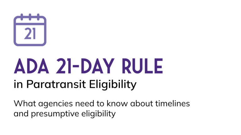 Featured image for an article about the ADA 21-day rule in paratransit eligibility, showing a calendar icon with the number 21.